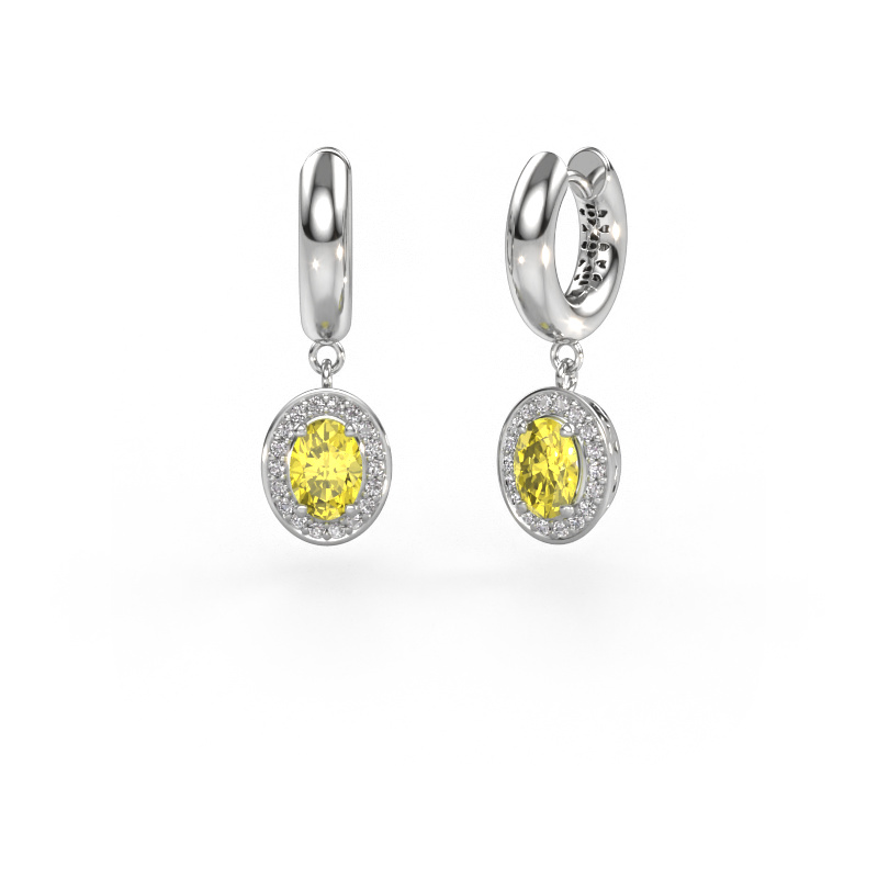 Image of Drop earrings Annett 950 platinum Yellow lab grown diamond 7x5 mm