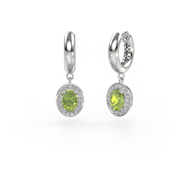 Image of Drop earrings Annett 950 platinum Peridot 7x5 mm