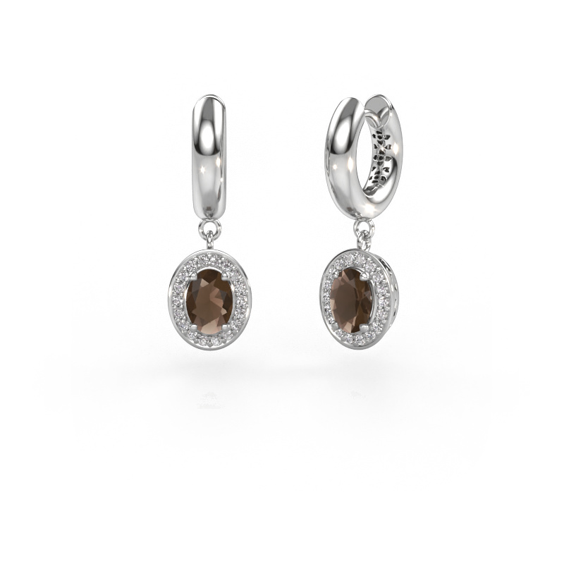 Image of Drop earrings Annett 950 platinum Smokey quartz 7x5 mm