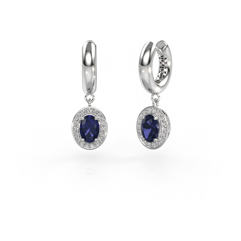 Image of Drop earrings Annett 585 white gold Sapphire 7x5 mm