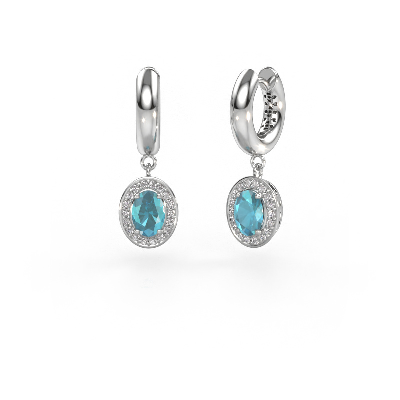 Image of Drop earrings Annett 950 platinum Blue topaz 7x5 mm