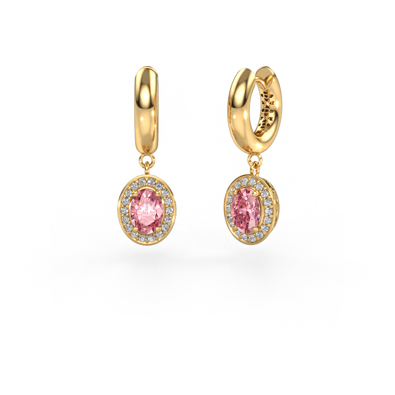 Image of Drop earrings Annett 585 gold Pink lab grown diamond 7x5 mm
