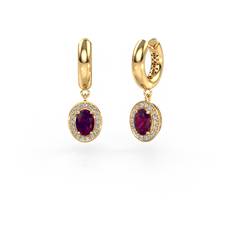 Image de Pendants d'oreilles Annett 585 or jaune Rhodolite 7x5 mm