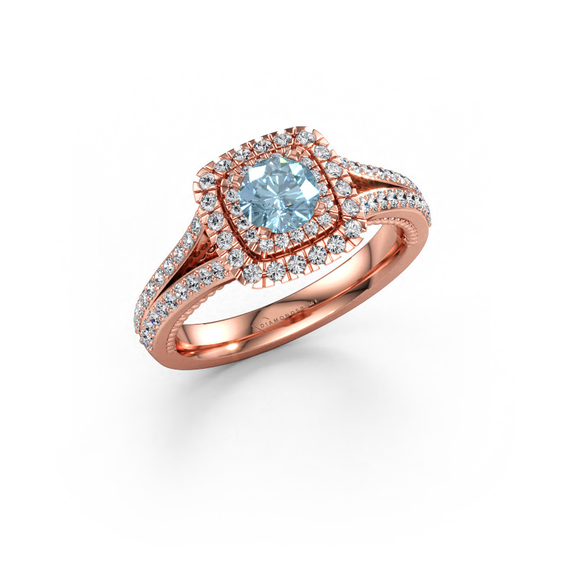 Bild av Förlovningsring Annette 585 roséguld Blå labbodlad diamant 5 mm