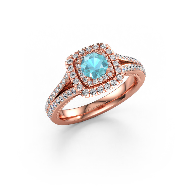 Immagine di Anello di fidanzamento Annette 585 oro rosa Topazio blu 5 mm