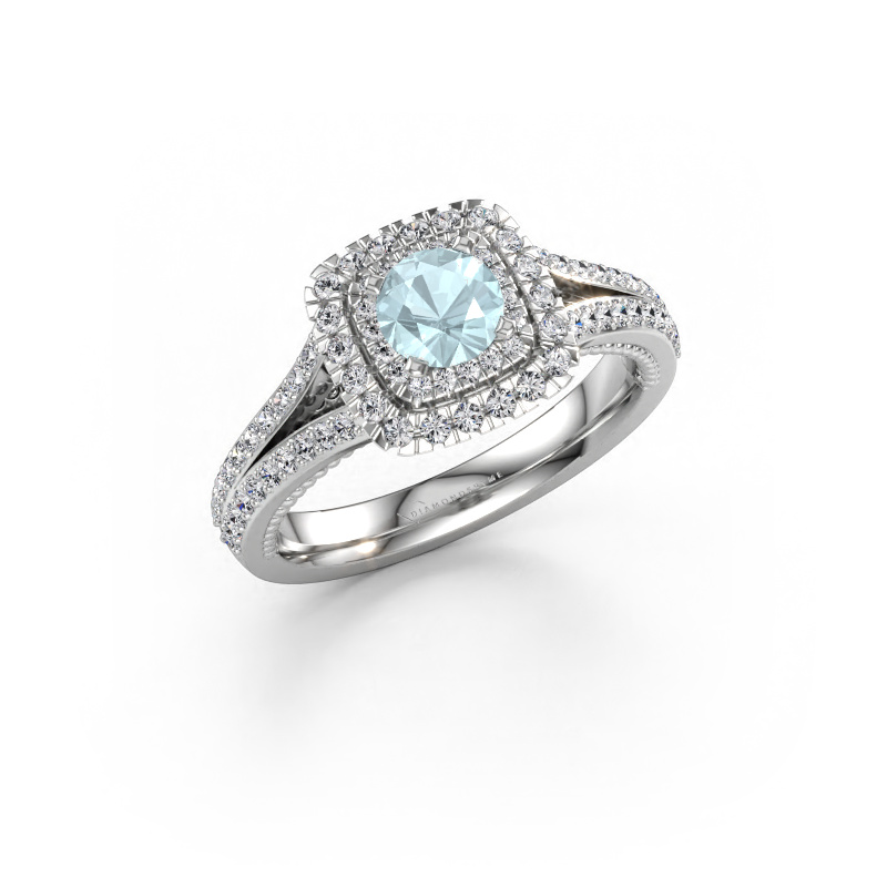 Imagen de Anillo de compromiso Annette 585 oro blanco Aguamarina 5 mm