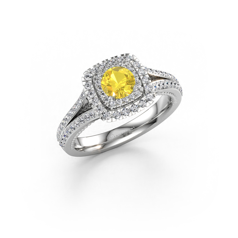 Bild av Förlovningsring Annette 585 vitt guld Gul safir 5 mm