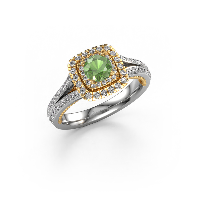 Image of Engagement ring Annette 585 white gold Tourmaline green 5 mm