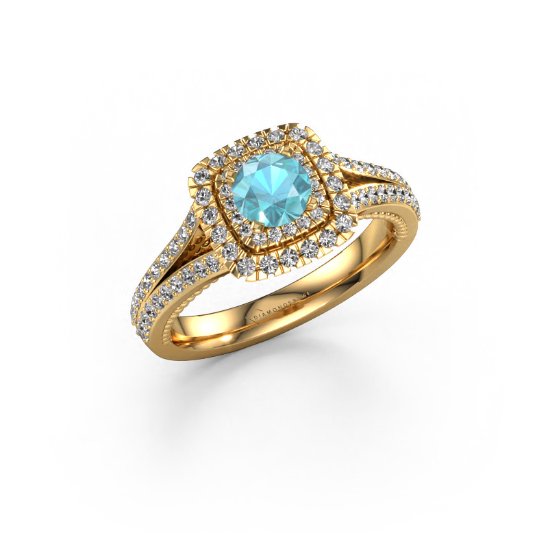 Bild von Verlobungsring Annette 585 Gold Blau Topas 5 mm