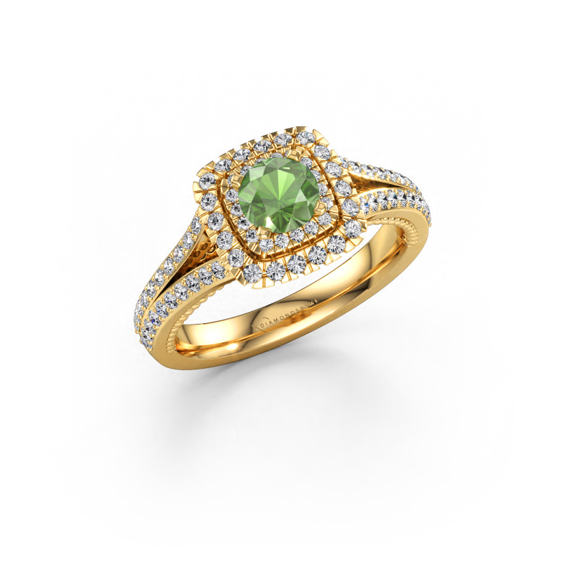 Bild von Verlobungsring Annette 585 Gold Turmalin grün 5 mm
