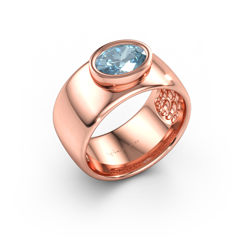 Immagine di Anello Anouschka 585 oro rosa Diamante lab grown blu 8x6 mm