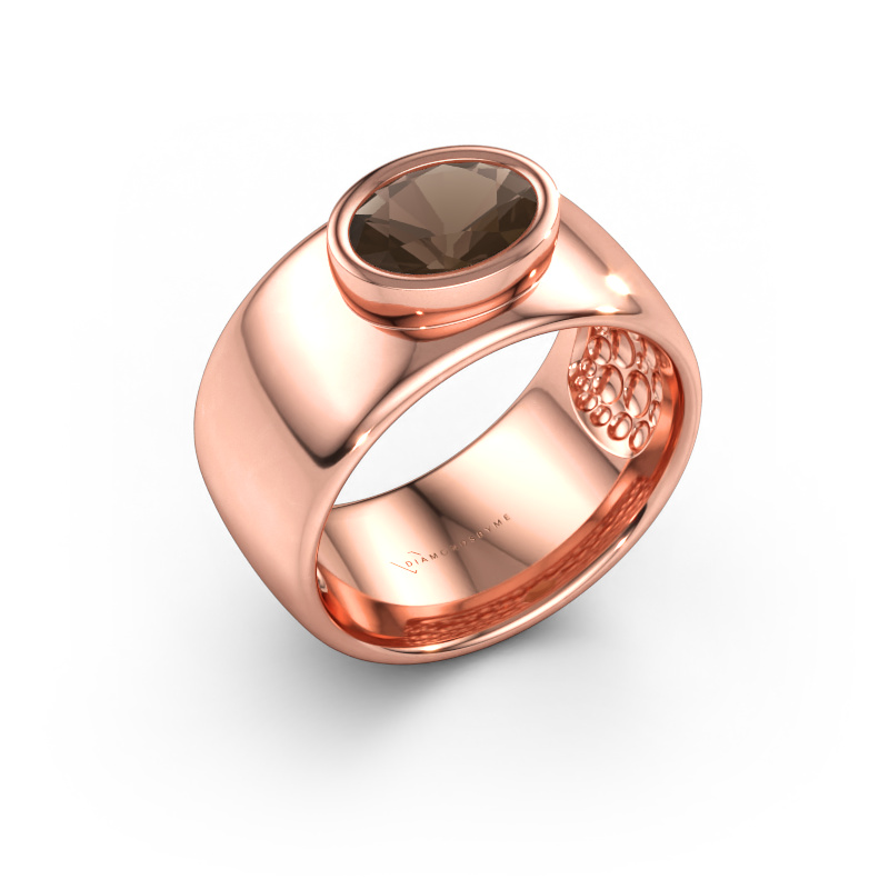 Bild av Ring Anouschka 585 roséguld Rökkvarts 8x6 mm