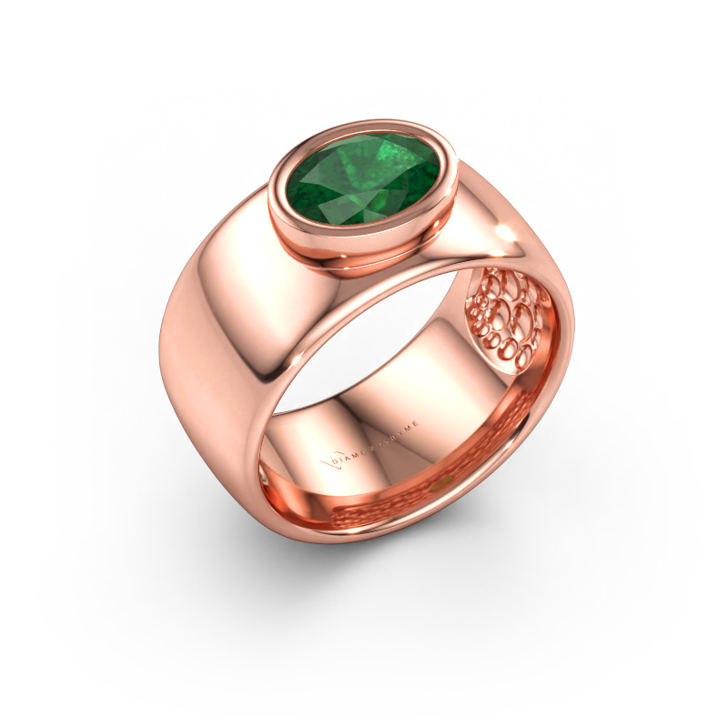 Immagine di Anello Anouschka 585 oro rosa Smeraldo 8x6 mm