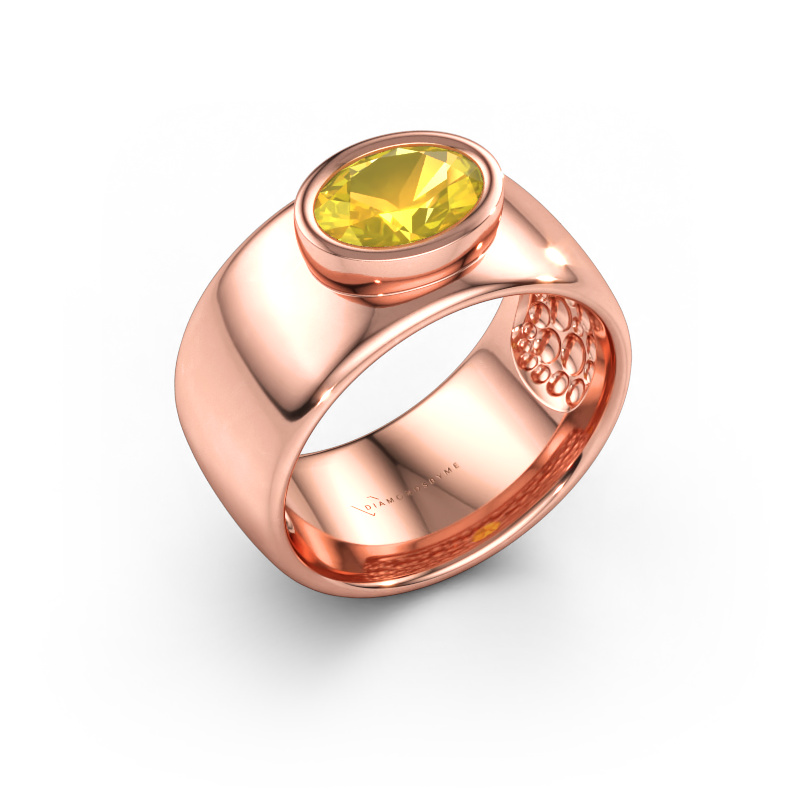 Immagine di Anello Anouschka 585 oro rosa Zaffiro giallo 8x6 mm