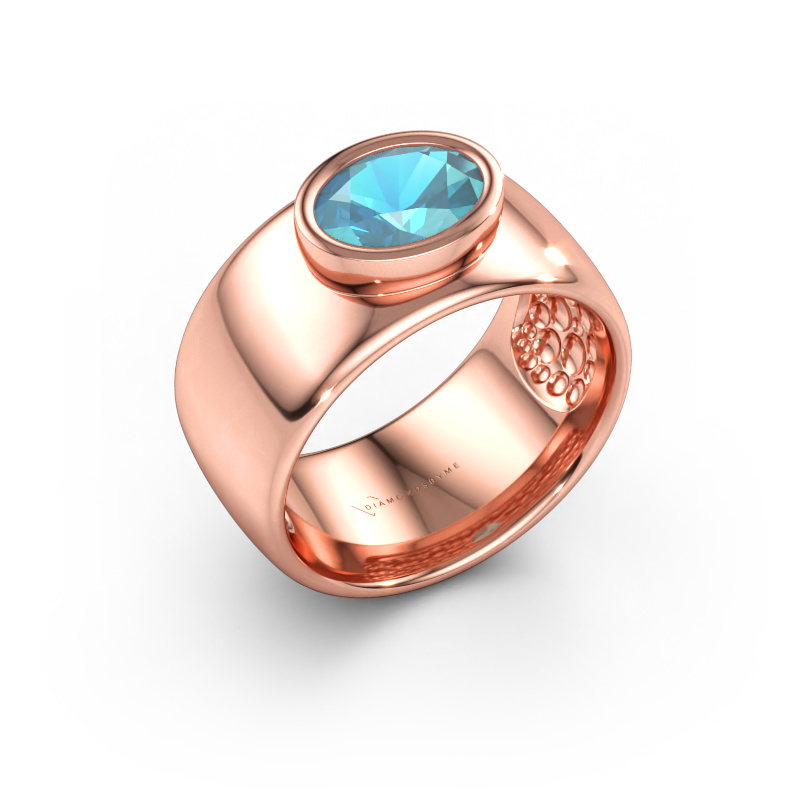 Bild av Ring Anouschka 585 roséguld Blå topas 8x6 mm