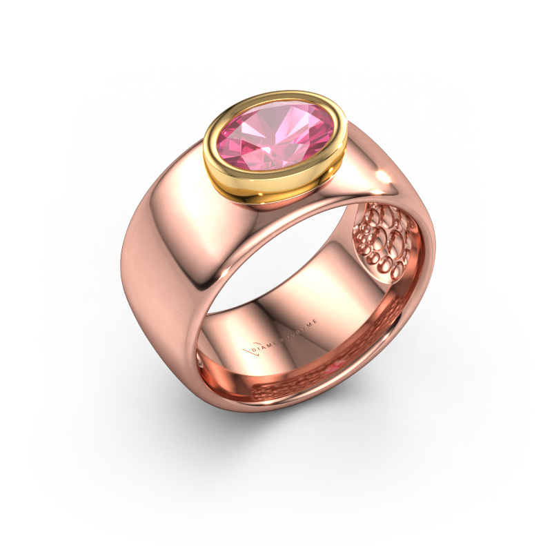 Image de Bague Anouschka 585 or rose Saphir rose 8x6 mm