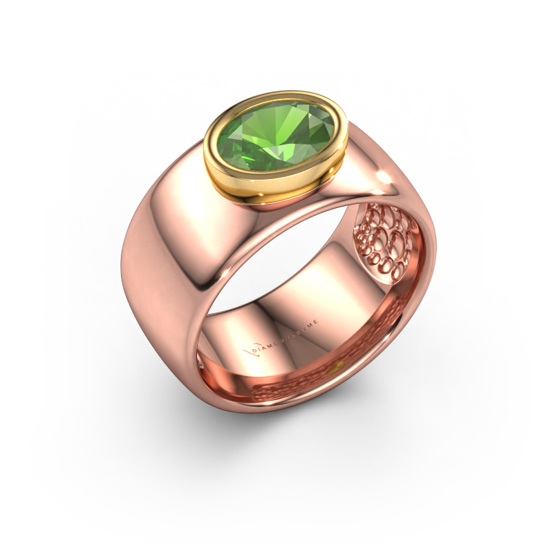 Image of Ring Anouschka 585 rose gold Tourmaline green 8x6 mm