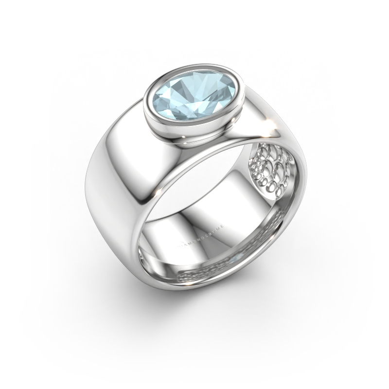 Bild av Ring Anouschka 585 vitt guld Akvamarin 8x6 mm