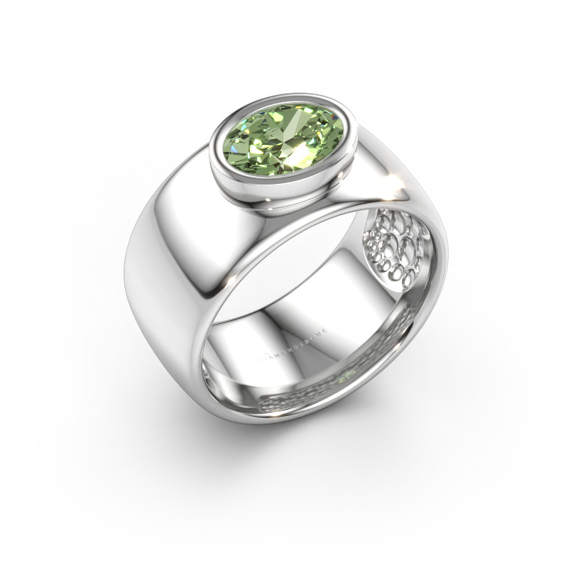 Bild av Ring Anouschka 585 vitt guld Grön labbodlad diamant 8x6 mm