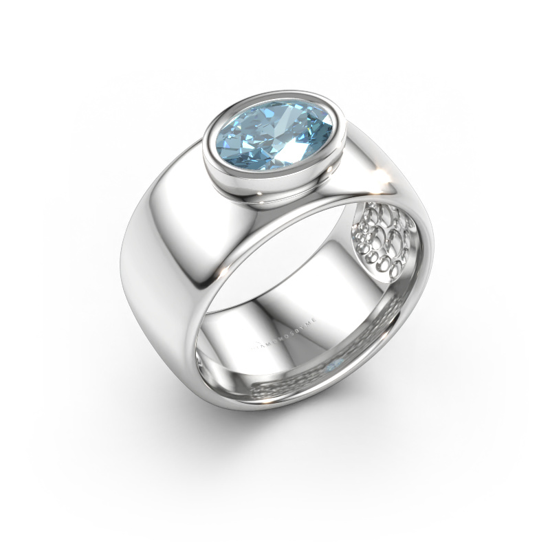 Immagine di Anello Anouschka 585 oro bianco Diamante lab grown blu 8x6 mm