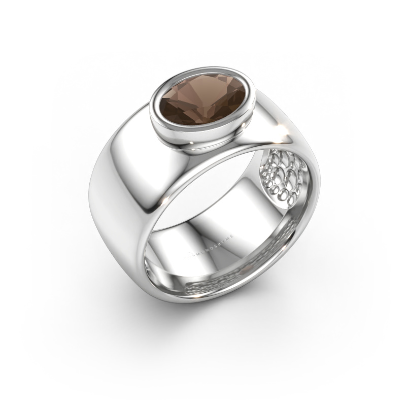 Immagine di Anello Anouschka 585 oro bianco Quarzo fumé 8x6 mm