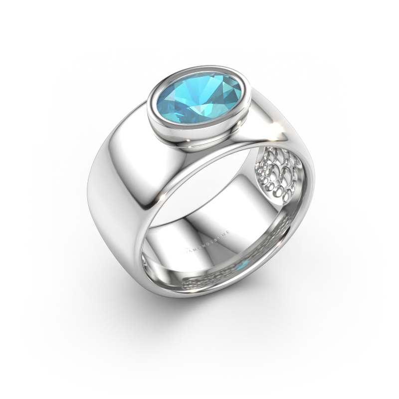 Bild av Ring Anouschka 585 vitt guld Blå topas 8x6 mm