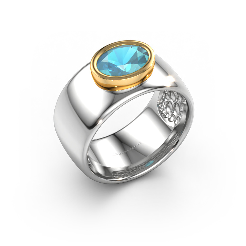 Bild von Ring Anouschka 585 Weißgold Blau Topas 8x6 mm
