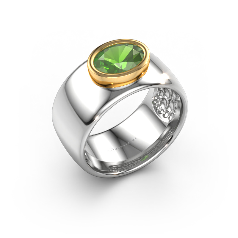 Image of Ring Anouschka 585 white gold Tourmaline green 8x6 mm