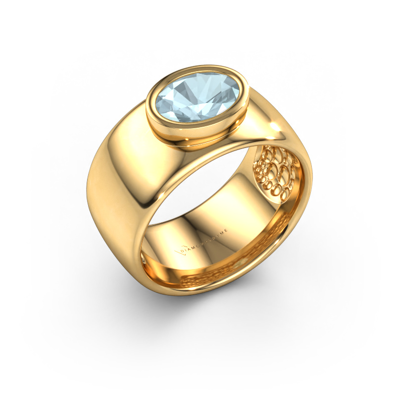Image de Bague Anouschka 585 or jaune Aigue-marine 8x6 mm