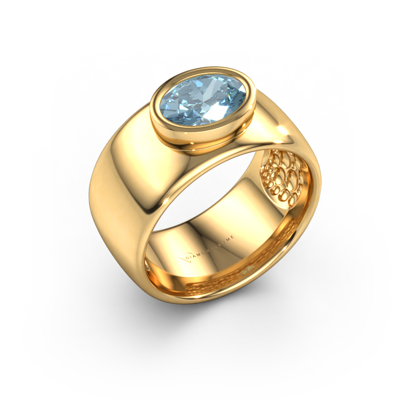 Image of Ring Anouschka 585 gold Blue lab grown diamond 8x6 mm