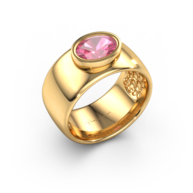 Afbeelding van Ring Anouschka 585 goud Roze saffier 8x6 mm