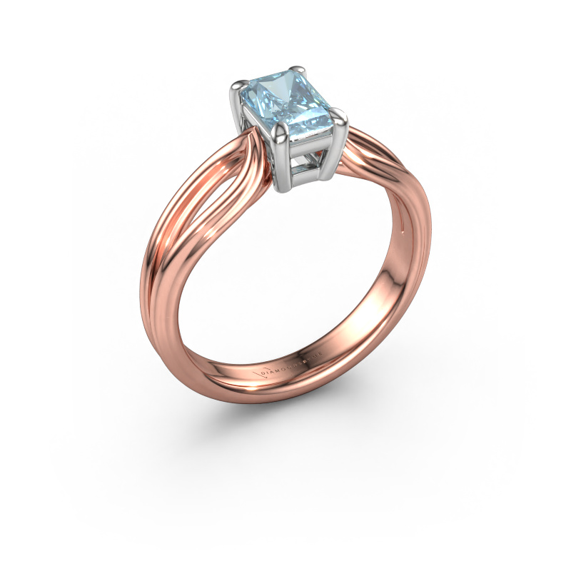 Image de Bague de fiançailles Antonia rad 1 585 or rose Diamant synthétique bleu 6.5x4.5 mm