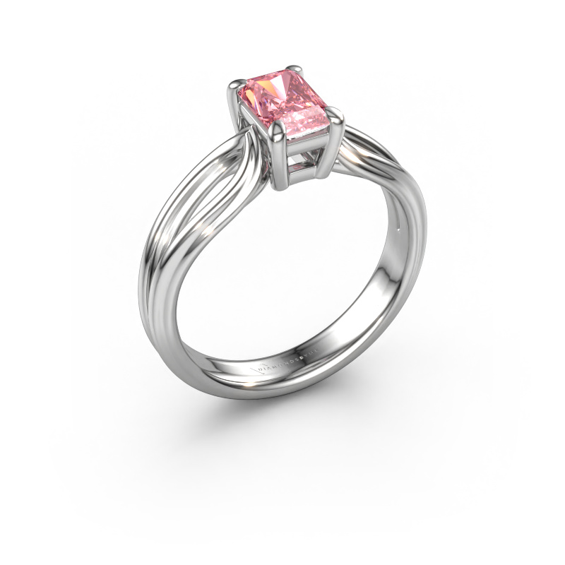 Image of Engagement ring Antonia rad 1 950 platinum Pink lab grown diamond 6.5x4.5 mm