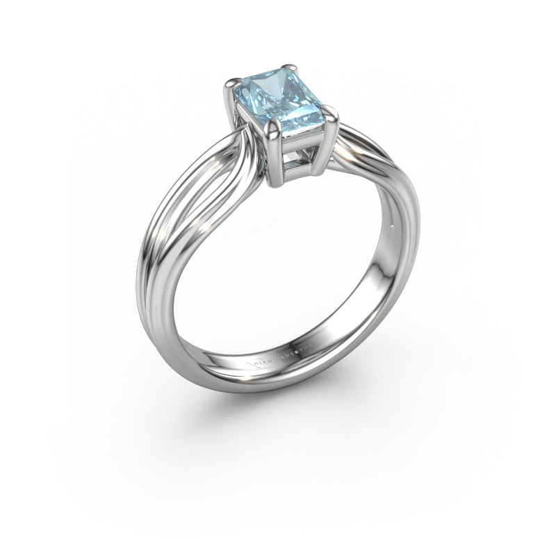 Image de Bague de fiançailles Antonia rad 1 950 platine Diamant synthétique bleu 6.5x4.5 mm