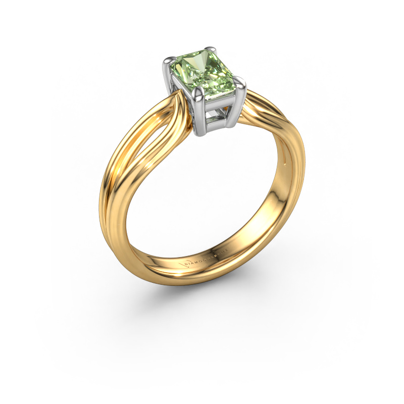 Image of Engagement ring Antonia rad 1 585 gold Green lab grown diamond 6.5x4.5 mm