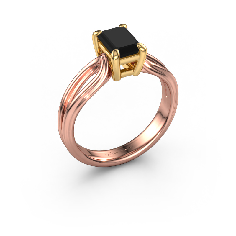 Image of Engagement ring Antonia eme 1 585 rose gold Black diamond 1.380 crt