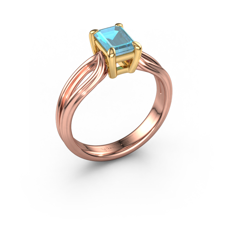 Image of Engagement ring Antonia eme 1 585 rose gold Blue topaz 7x5 mm