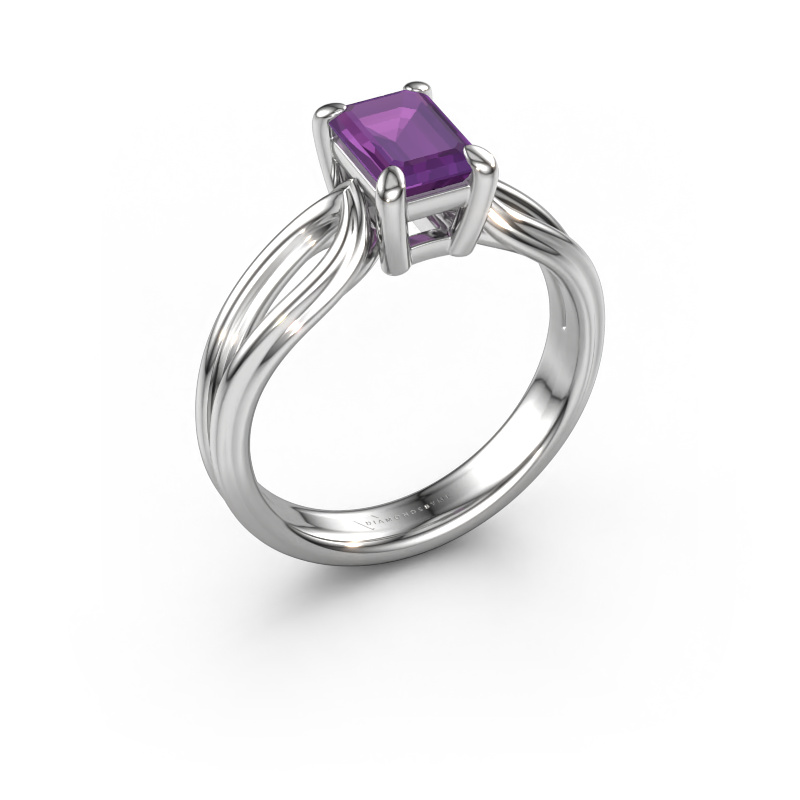 Image of Engagement ring Antonia eme 1 950 platinum Amethyst 7x5 mm