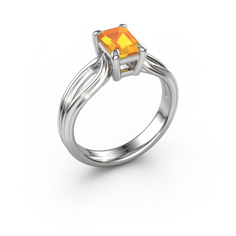Image de Bague de fiançailles Antonia eme 1 950 platine Citrine 7x5 mm