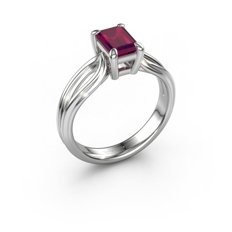 Image of Engagement ring Antonia eme 1 950 platinum Rhodolite 7x5 mm