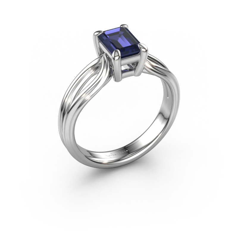 Image of Engagement ring Antonia eme 1 950 platinum Sapphire 7x5 mm