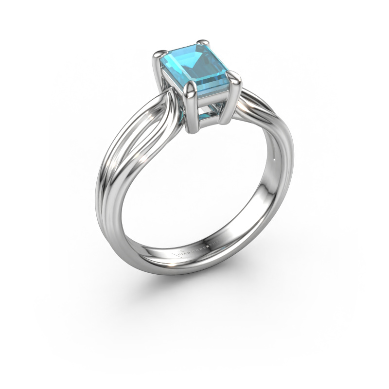 Bild von Verlobungsring Antonia eme 1 950 Platin Blau Topas 7x5 mm
