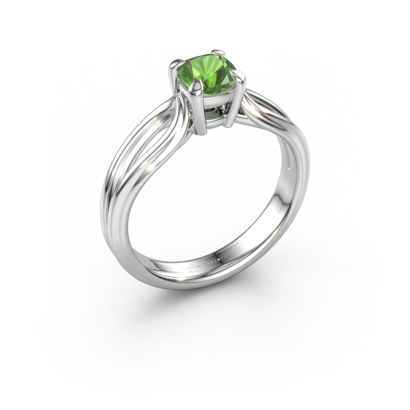 Immagine di Anello di fidanzamento Antonia cus 1 585 oro bianco Tormalina verde 5 mm