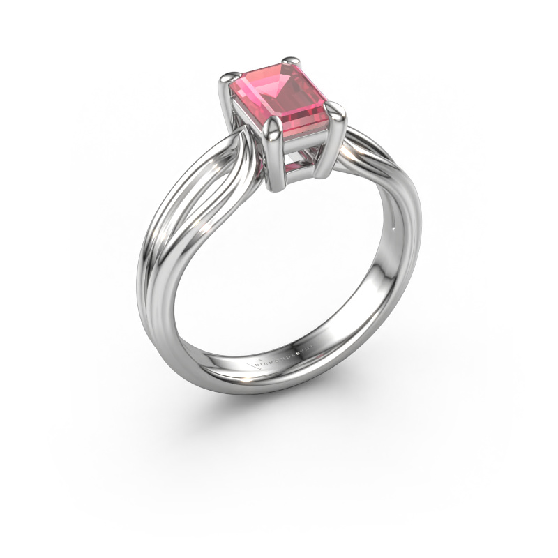 Image of Engagement ring Antonia eme 1 950 platinum Tourmaline pink 7x5 mm