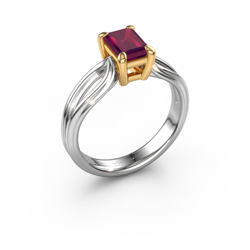Image of Engagement ring Antonia eme 1 585 white gold Rhodolite 7x5 mm
