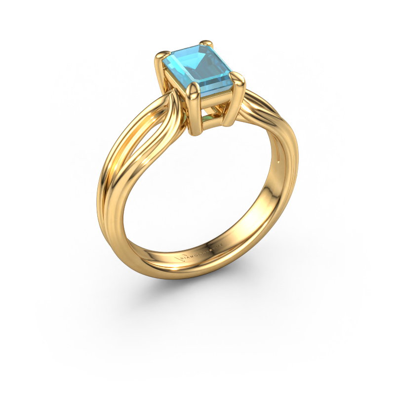 Bild von Verlobungsring Antonia eme 1 585 Gold Blau Topas 7x5 mm