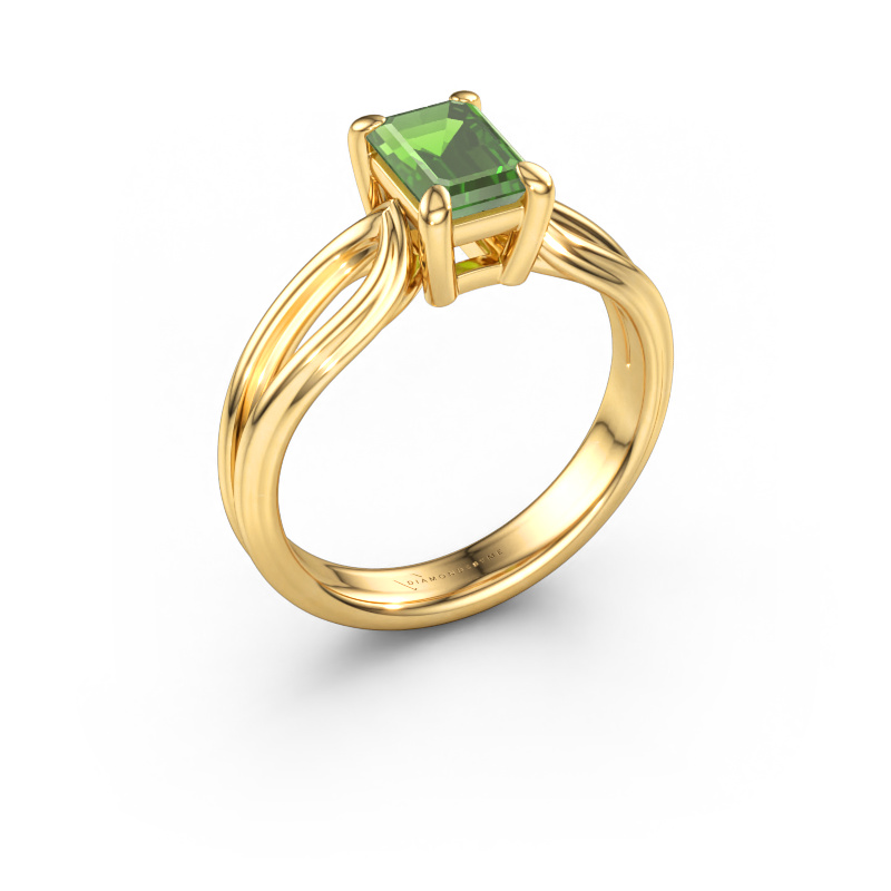 Bild von Verlobungsring Antonia eme 1 585 Gold Turmalin grün 7x5 mm