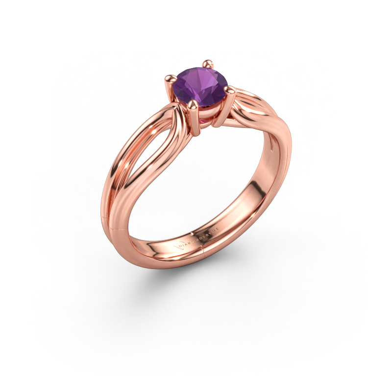 Immagine di Anello di fidanzamento Antonia  rnd 1 585 oro rosa Ametista 5 mm