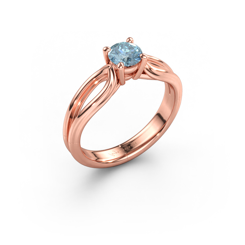 Bild av Förlovningsring Antonia  rnd 1 585 roséguld Blå labbodlad diamant 5 mm