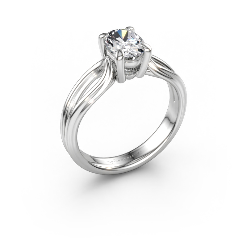 Immagine di Anello di fidanzamento Antonia ovl 1 585 oro bianco Diamante lab grown 0.80 crt